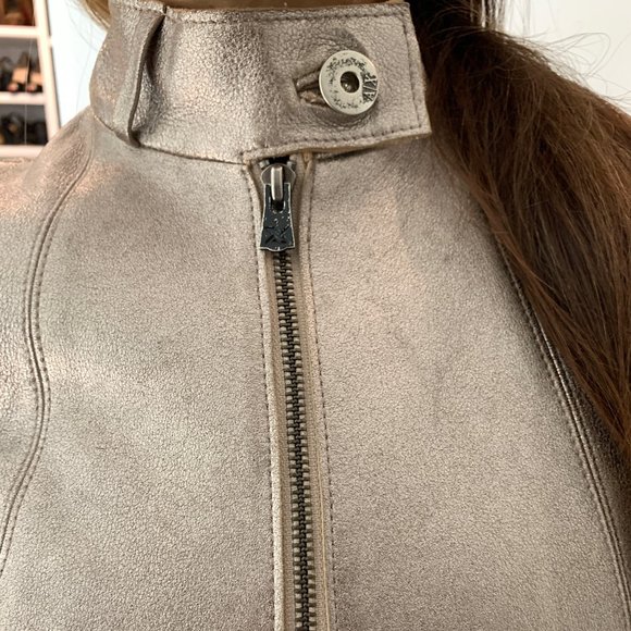 Armani Exchange pale gold leather jacket - Picture 6 of 9